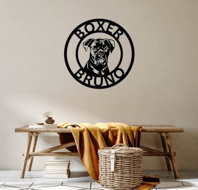 Boxer Personalised Metal Sign Custom Dog Breed Wall Art Address Gift For Lovers