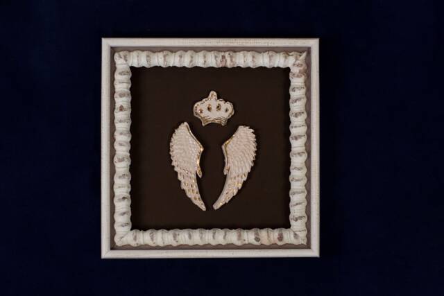 Godparent Gift Ceramic Crown & Wings 3D Wall Art - image 1