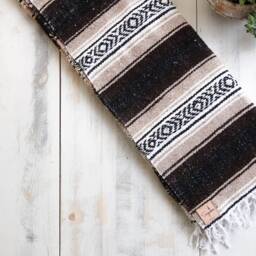 Mexican Blanket Tan Brown Boho Beach Camping Southwestern Falsa Serape Saltillo Southwest Throw - thumbnail 2