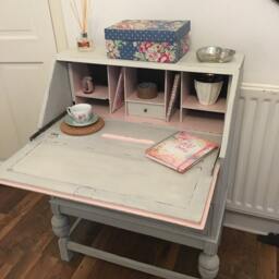Sold Please Contact For Custom Orders - Shabby Chic Solid Wood Bureau Writing Desk Office Study Bedroom Workspace - thumbnail 4