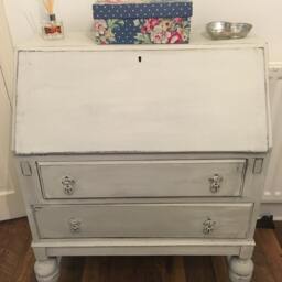 Sold Please Contact For Custom Orders - Shabby Chic Solid Wood Bureau Writing Desk Office Study Bedroom Workspace - thumbnail 2