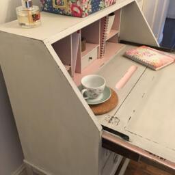 Sold Please Contact For Custom Orders - Shabby Chic Solid Wood Bureau Writing Desk Office Study Bedroom Workspace - thumbnail 3