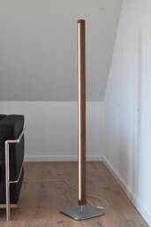 Designer Led Floor Lamp Made Of American Walnut & Stainless Steel