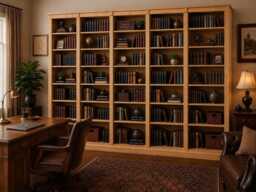 Solid Wood Bookcase, 7Ft X 11Ft Heavy Duty Adjustable Shelving Unit - thumbnail 1