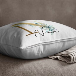 Elegant Birthday Gift For Nan Nanny Or Nana - Pink Floral Initial Throw Pillow - thumbnail 3