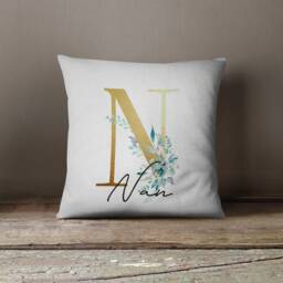 Elegant Birthday Gift For Nan Nanny Or Nana - Pink Floral Initial Throw Pillow - thumbnail 2
