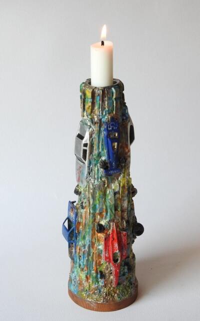 Candle Holder, Cars Sculpture, Found Objects, Tower
