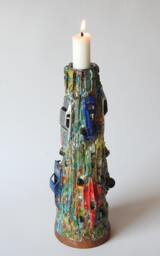 Candle Holder, Cars Sculpture, Found Objects, Tower