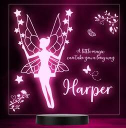 Girls Fairy Swing Stars Personalised Gift Colour Change Led Lamp Night Light - thumbnail 1