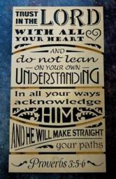 Proverbs 35-6, Bible Verse, Scripture, Catholic Gift, Christian Gift, Gift For Church, Trust in The Lord, Wall Hanging, Wood Sign - thumbnail 1
