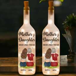 Personalized Mother & Daughter Bottle Lamp, Personalised Night Light, Mothers Day Gifts For Grandma, Mom, Mum, Nana, Gigi, Custom Kids Names - thumbnail 1