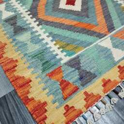 Kilim Rug Classic, Handmade Artisan Afghan Turkish Scandinavian Navajo Bohemian Wool Flatweave Multicolour 121x77cm - thumbnail 3