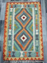 Kilim Rug Classic, Handmade Artisan Afghan Turkish Scandinavian Navajo Bohemian Wool Flatweave Multicolour 121x77cm - thumbnail 1
