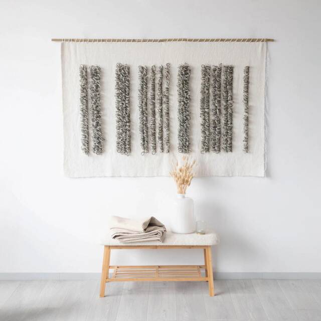 Textured Wall Hanging - Tapestry Decor Bohemian Living Room Boho Large Weaving Landscape Fiber Art - image 1