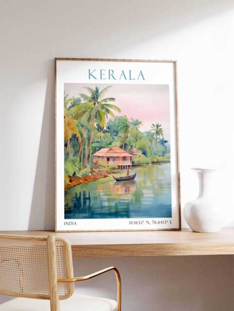 Kerala Travel Print Wall Art Home D??cor Gift Lovers India Lover - image 1