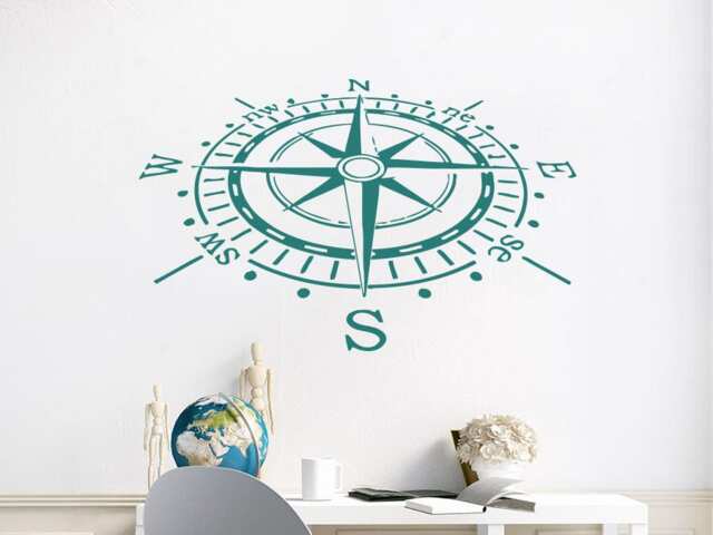 Compass Wall Decal Rose Nautical Vinyl Sticker Navigation Home Interior Design Art Murals Bedroom Decor C81 - image 1