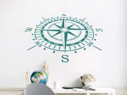 Compass Wall Decal Rose Nautical Vinyl Sticker Navigation Home Interior Design Art Murals Bedroom Decor C81 - thumbnail 1