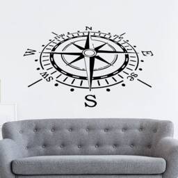 Compass Wall Decal Rose Nautical Vinyl Sticker Navigation Home Interior Design Art Murals Bedroom Decor C81 - thumbnail 3