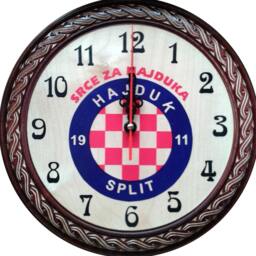 Hajduk Split, Croatian Clock, Wooden, Handcrafted, 27cm - thumbnail 2