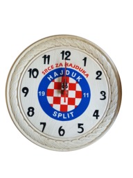 Hajduk Split, Croatian Clock, Wooden, Handcrafted, 27cm - thumbnail 1