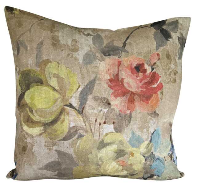 Designers Guild Veronese Naturale Ochre Floral Linen Cushion Cover - image 1