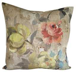 Designers Guild Veronese Naturale Ochre Floral Linen Cushion Cover - thumbnail 1