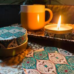 Candles - Scented Candle Set Gift Sets Decorative Box , Meditation Sandalwood/Jasmine Vanilla Scents Natural, Housewarming - thumbnail 2