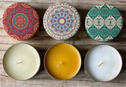 Candles - Scented Candle Set Gift Sets Decorative Box , Meditation Sandalwood/Jasmine Vanilla Scents Natural, Housewarming - thumbnail 1