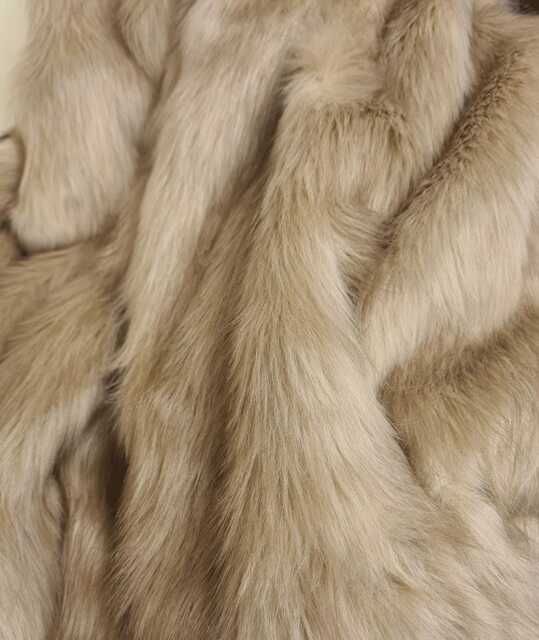 Luxury Camel Faux Fur Throw Blanket, Double-Sided, Oatmeal Beige - image 1