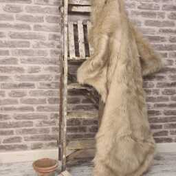 Luxury Camel Faux Fur Throw Blanket, Double-Sided, Oatmeal Beige - thumbnail 4