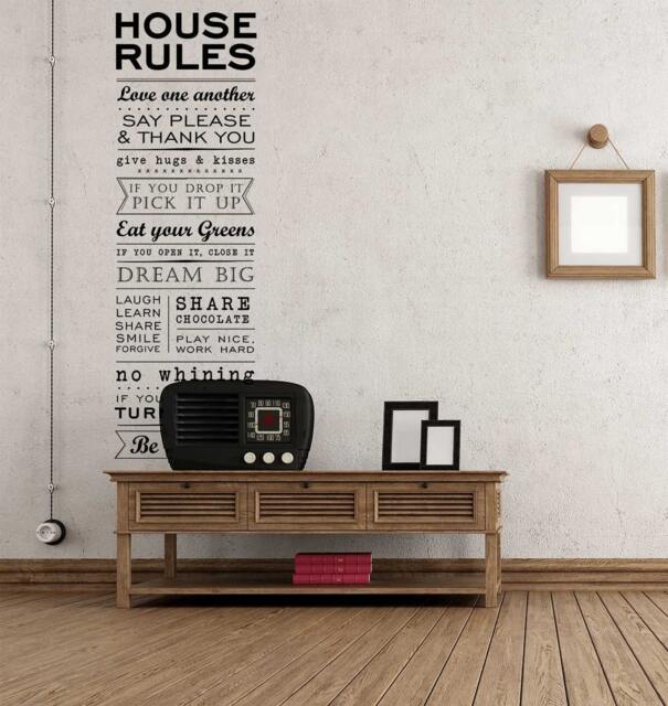 House Rules Family Love Stickers Modern Quote Wall Art Decals Home Decorations - image 1
