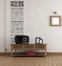 House Rules Family Love Stickers Modern Quote Wall Art Decals Home Decorations - thumbnail 1