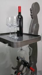 Pewter Finish Wooden Wine Rack, Bar & Stemware Holder
