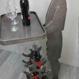 Pewter Finish Wooden Wine Rack, Bar & Stemware Holder - thumbnail 3