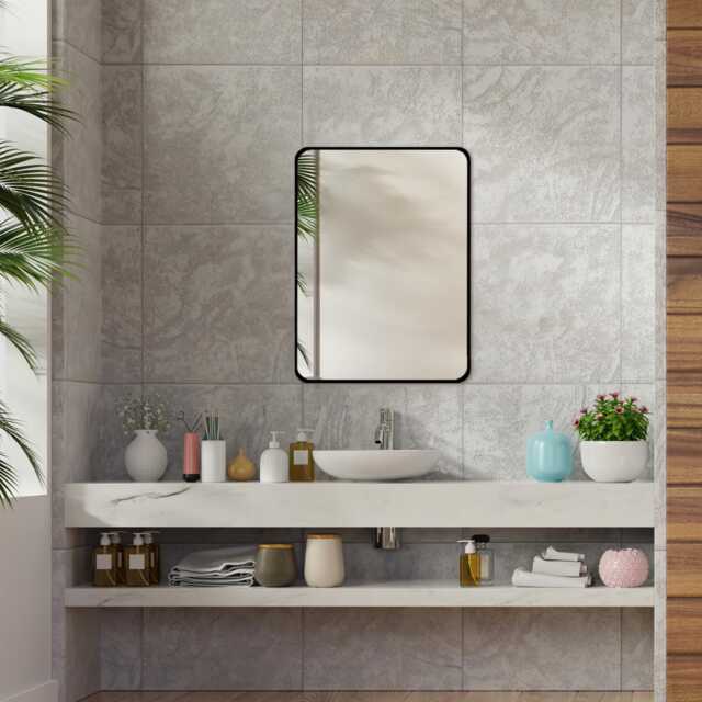 Rectangle Mirror With Rounded Corner, Rectangular Mirror, Wall Decor, Bedroom Accessory, Housewarming Gift, Wedding Gift - image 1