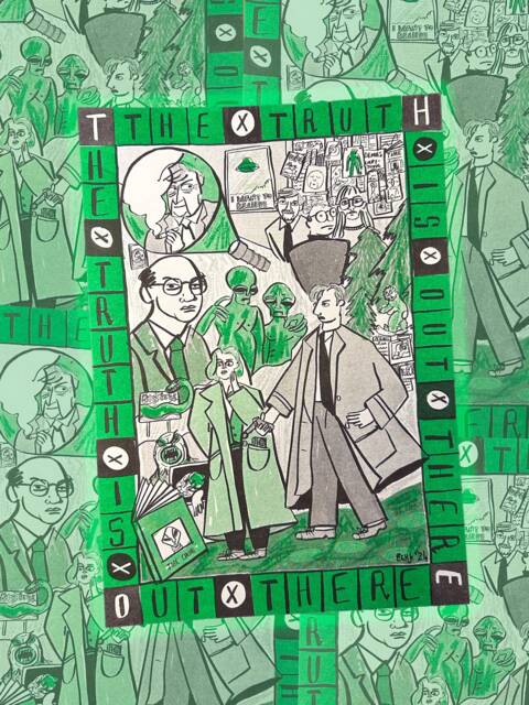 The Truth Is Out There Aliens & Mystery Files I Want To Believe 90S Tv Show Risograph Print A4 - image 1