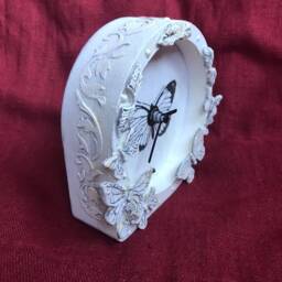 Decoupage Desk Clock Butterfly Reliefs, Stucco Decor - thumbnail 2