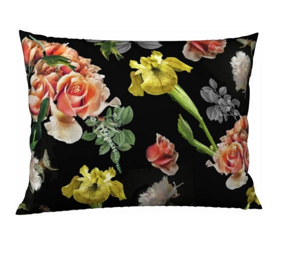 Floral Boho Velvet Throw Pillow, 20x14 Or 26x20 Inches, Soft, Durable, Festival Pillow Cushion Black Back, Great Gift For Friend, Loved One - image 1