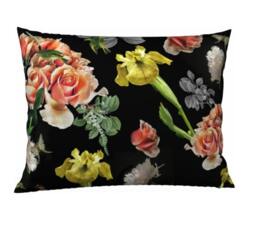 Floral Boho Velvet Throw Pillow, 20x14 Or 26x20 Inches, Soft, Durable, Festival Pillow Cushion Black Back, Great Gift For Friend, Loved One