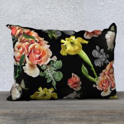 Floral Boho Velvet Throw Pillow, 20x14 Or 26x20 Inches, Soft, Durable, Festival Pillow Cushion Black Back, Great Gift For Friend, Loved One - thumbnail 3