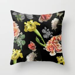Floral Boho Velvet Throw Pillow, 20x14 Or 26x20 Inches, Soft, Durable, Festival Pillow Cushion Black Back, Great Gift For Friend, Loved One - thumbnail 2