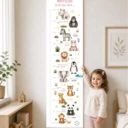 Personalised Safari Height Chart With Name - Kids Animal Growth Wall Decor - thumbnail 2