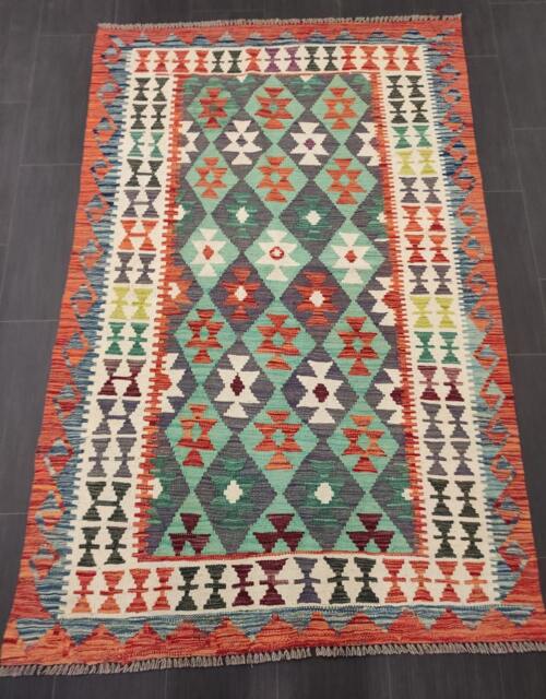 Classic Kilim Rug, Handwoven Artisan Afghan Turkish Aztec Sheep Wool Rug 183x119 cm - image 1