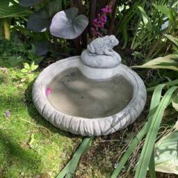 Reconstituted Stone Garden Log Style Bird Bath Top & Toad/Feeder Ornament - thumbnail 4