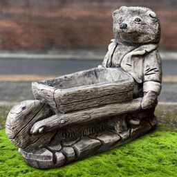 Outdoor Teddy Bear Sculpture Concrete With Flower Pot Figurine Stone Planter Decor Handmade Lawn Ornament Cement Plant Gift - thumbnail 1