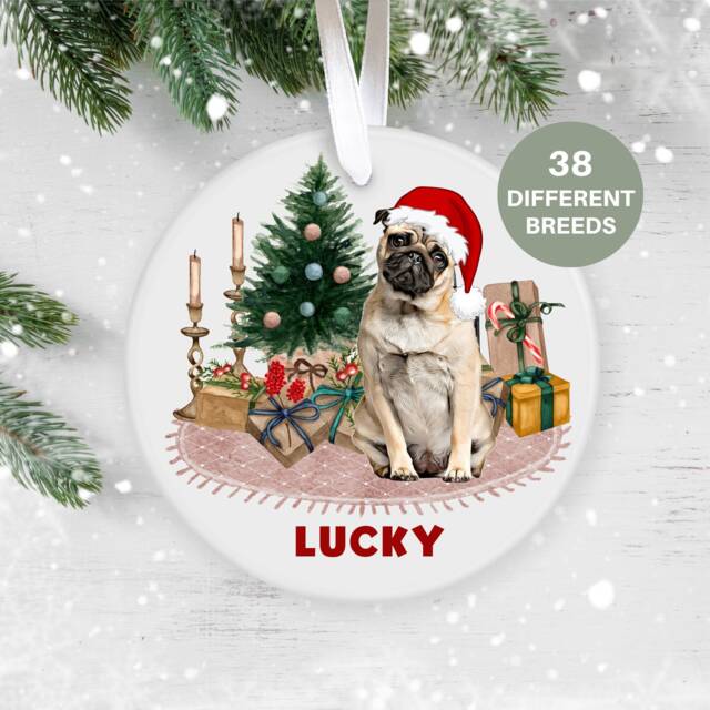 Pug, Dog Christmas Decoration , Personalised Ornament, Custom Pet Lover, Personalized Bauble UK - image 1