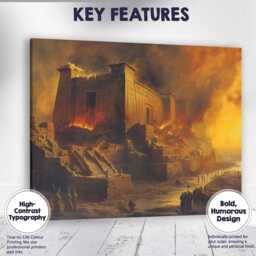 Ancient Temple in Flames Epic Historical Ruins Landscape Canvas Wall Art Print Decor Picture Ready To Hang - thumbnail 1