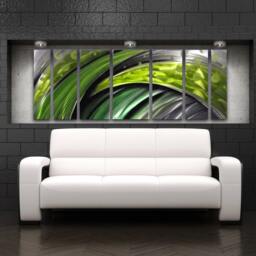 Green Metal Wall Art Large Modern Sculpture, Contemporary Home Decor - thumbnail 1