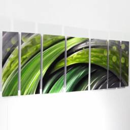 Green Metal Wall Art Large Modern Sculpture, Contemporary Home Decor - thumbnail 2