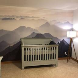 Mystical Mountains Mural, Misty Mountain Shadow, Hazy Silhoutte Wallpaper, Wall D??cor, Decal, Room Art - thumbnail 3